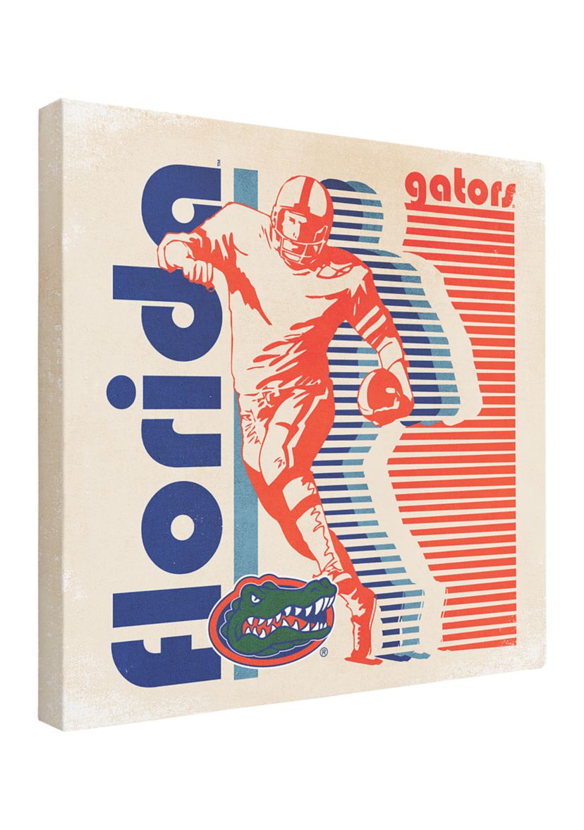 NCAA Florida Gators 9 in x 9 in Canvas Wall Art Retro Football Player Stripes