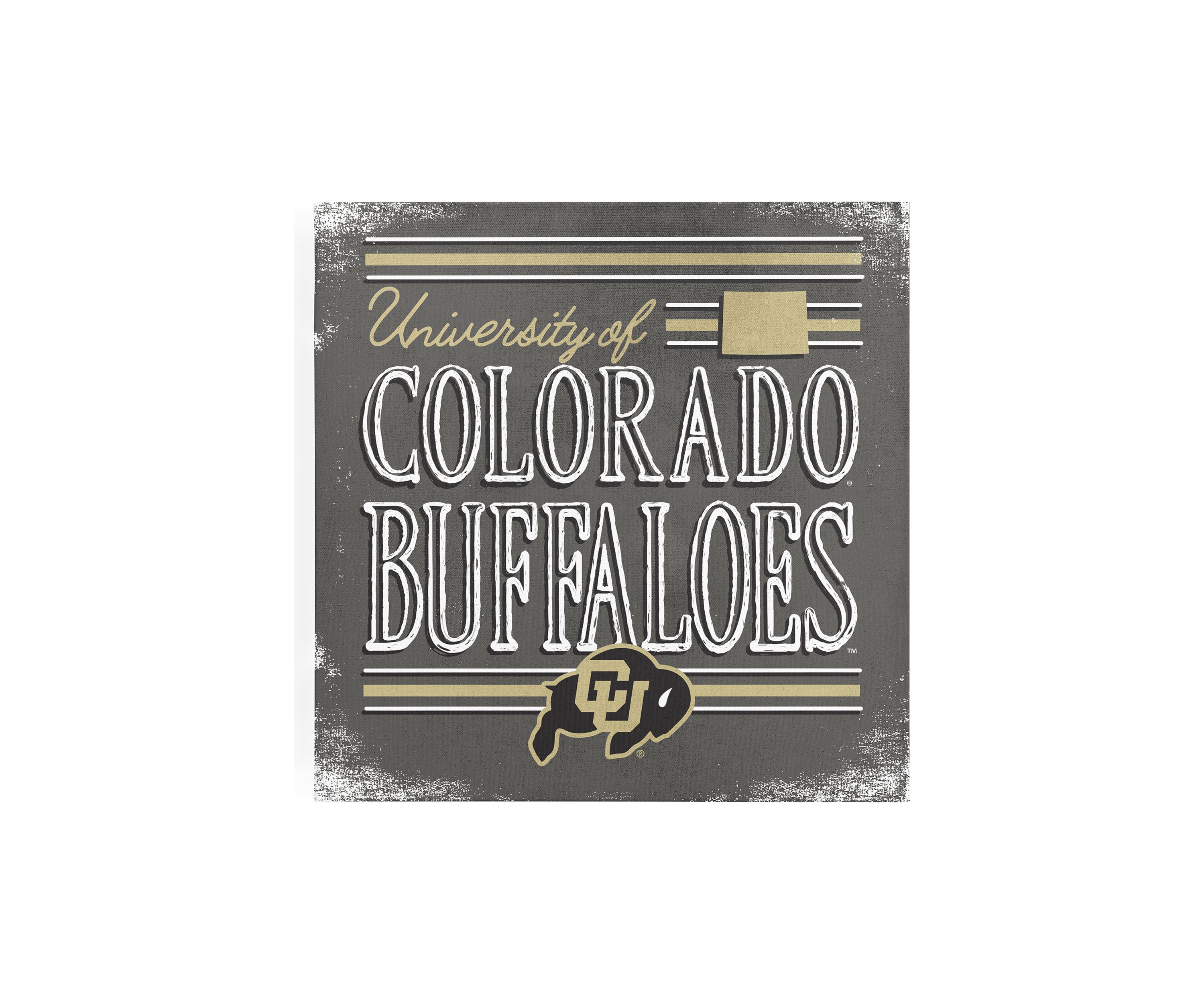 NCAA Colorado Buffaloes 9x9 Canvas Wall Art School Stripes 