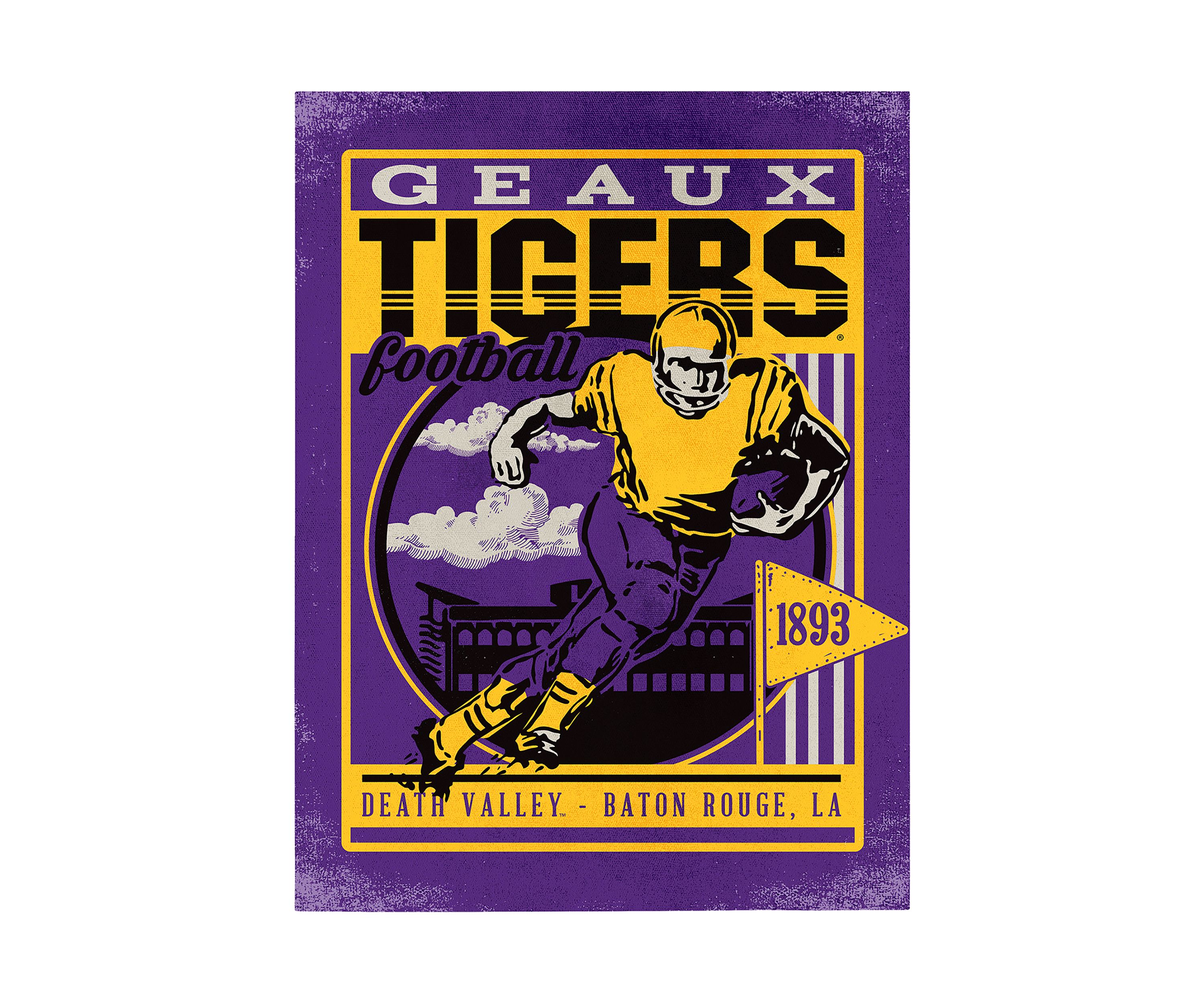 NCAA LSU Tigers 9x12 Canvas Wall Art Retro Poster and Stadium