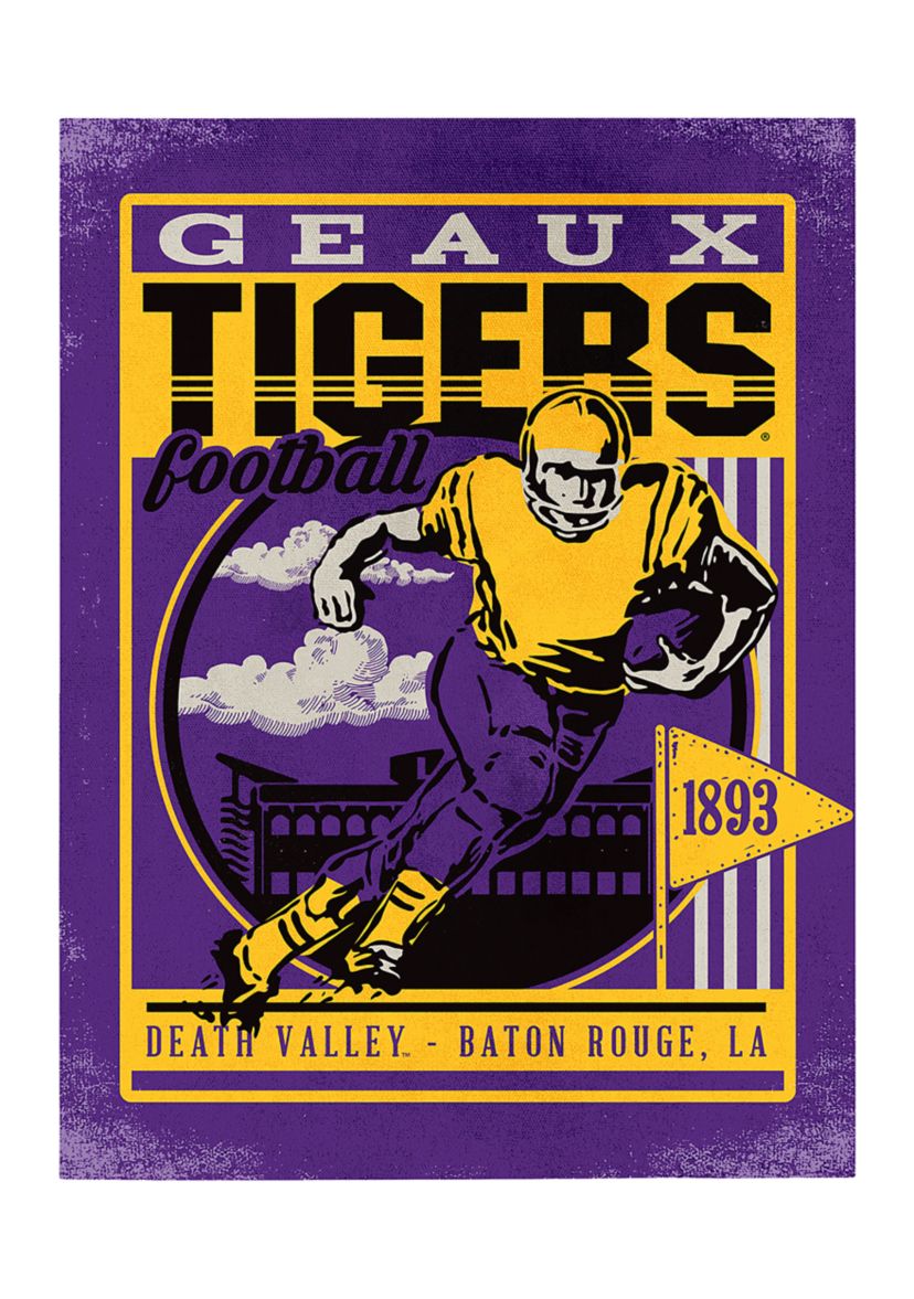 NCAA LSU Tigers 9x12 Canvas Wall Art Retro Poster and Stadium