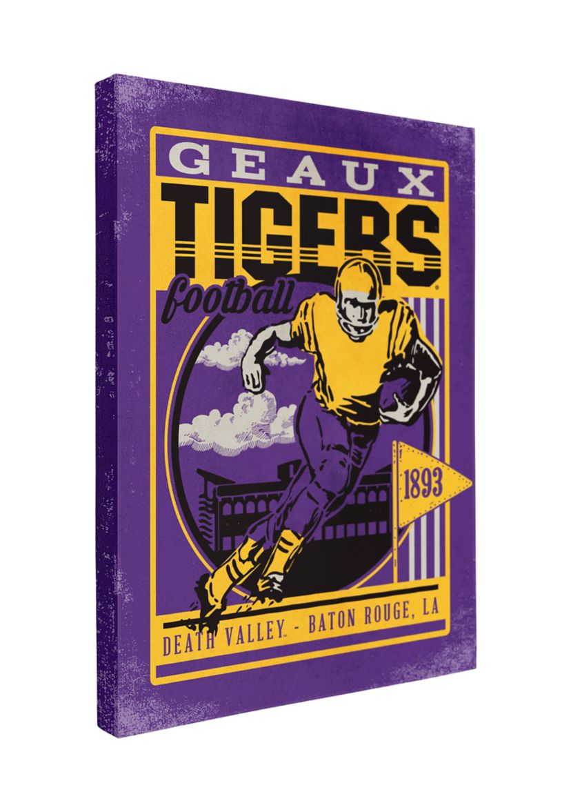 NCAA LSU Tigers 9x12 Canvas Wall Art Retro Poster and Stadium