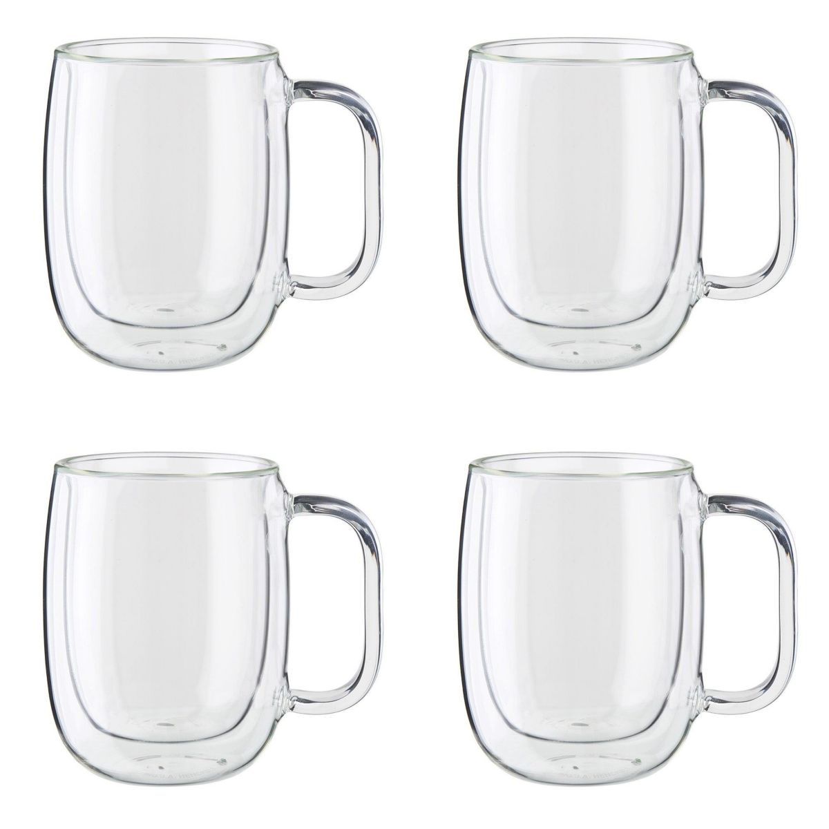 Sorrento 4pc Double Wall Glass Coffee Mug Set