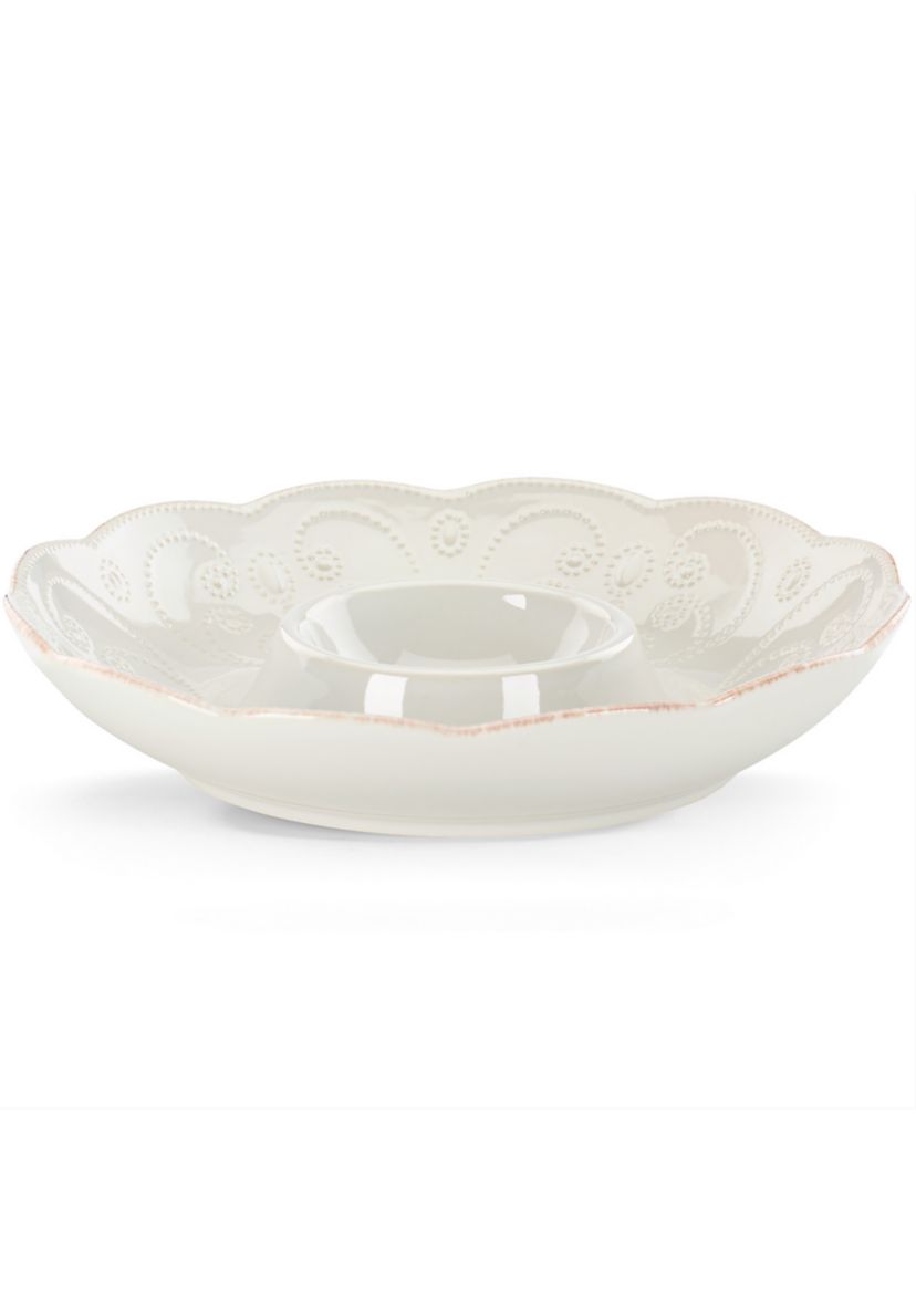 French Perle White Chip and Dip Tray