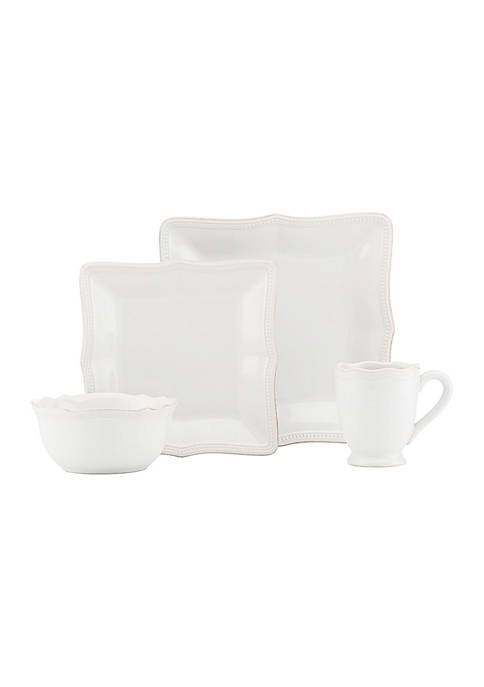 Lenox® French Perle Bead White Square 4-piece Place