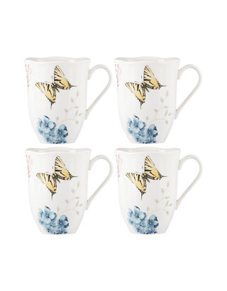 Set of 4 Lenox Butterfly Meadow Mugs