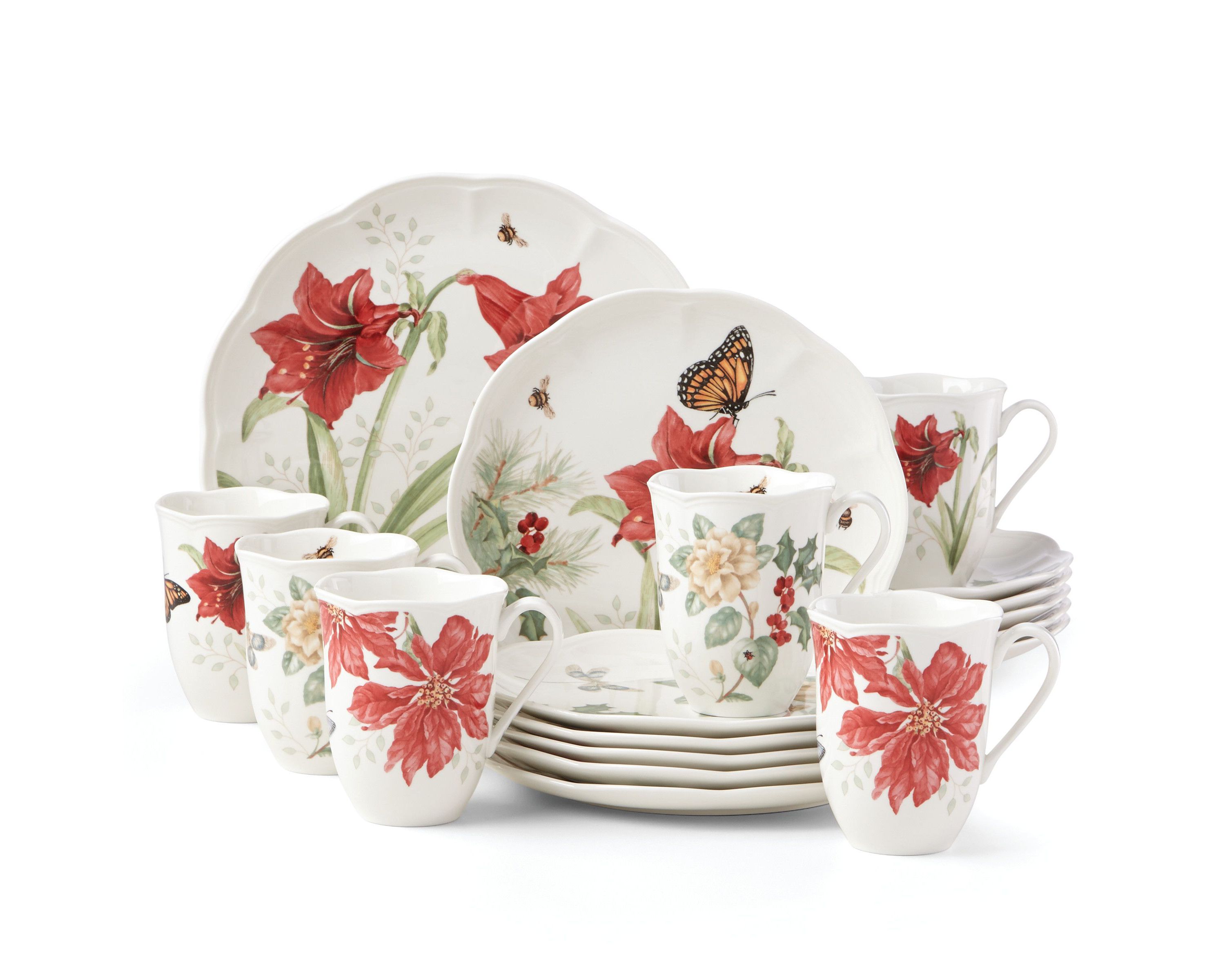 Butterfly Meadow 18-Piece Holiday Dinnerware Set