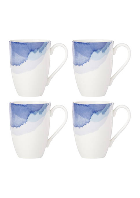 Lenox® Indigo Watercolor Stripe 4-Piece Mug Set