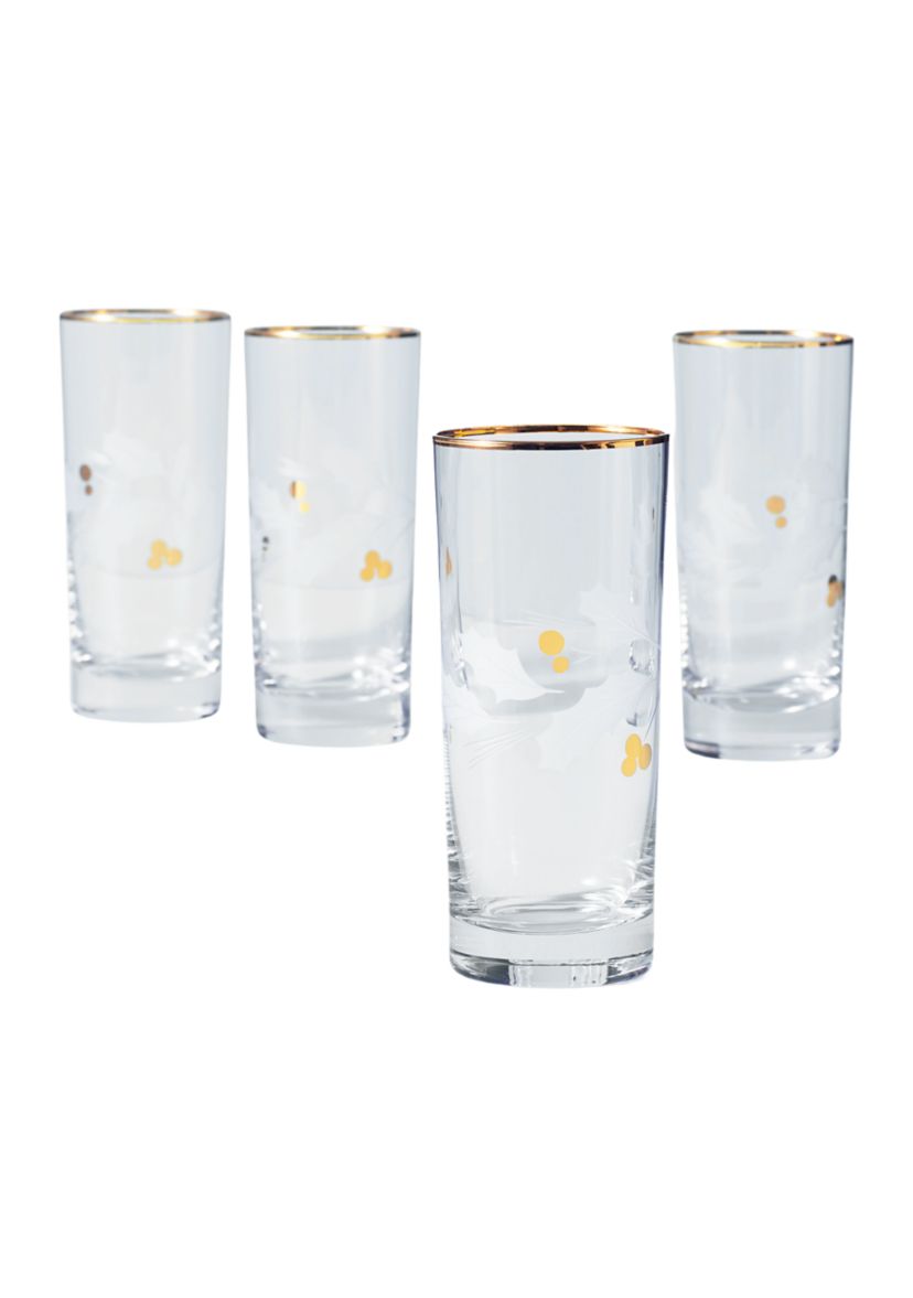 Holiday Gold 4-Piece Highball Glass Set