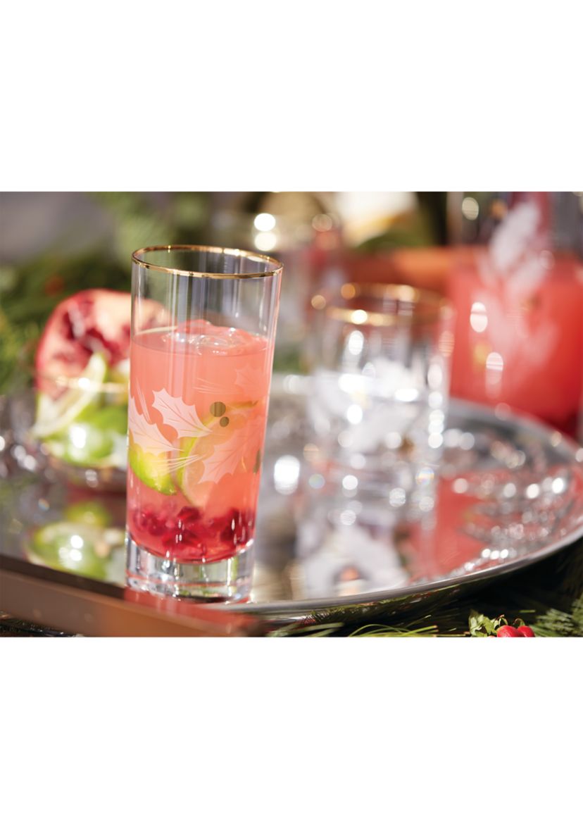 Holiday Gold 4-Piece Highball Glass Set