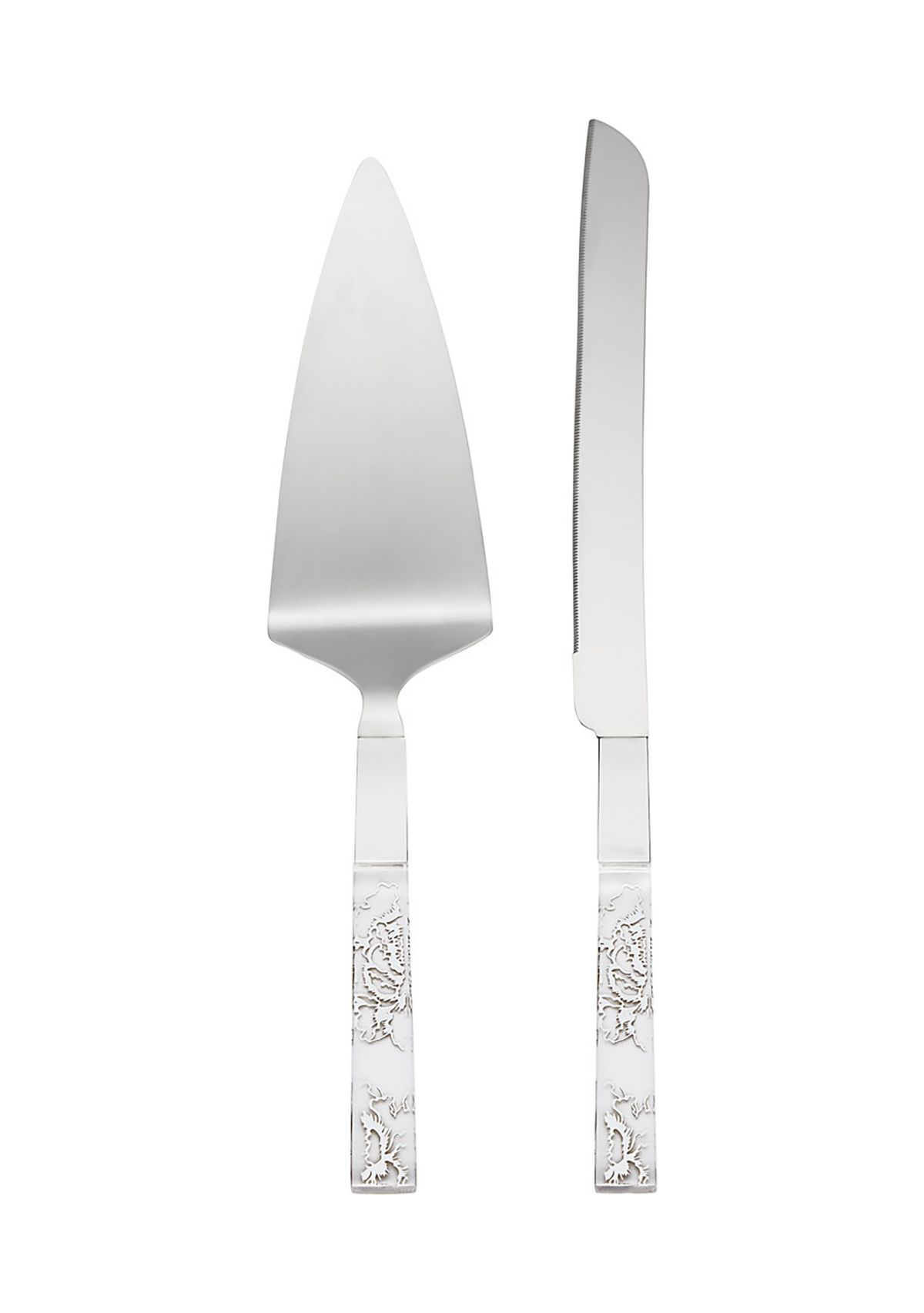 Silver Peony 2-Piece Dessert Set