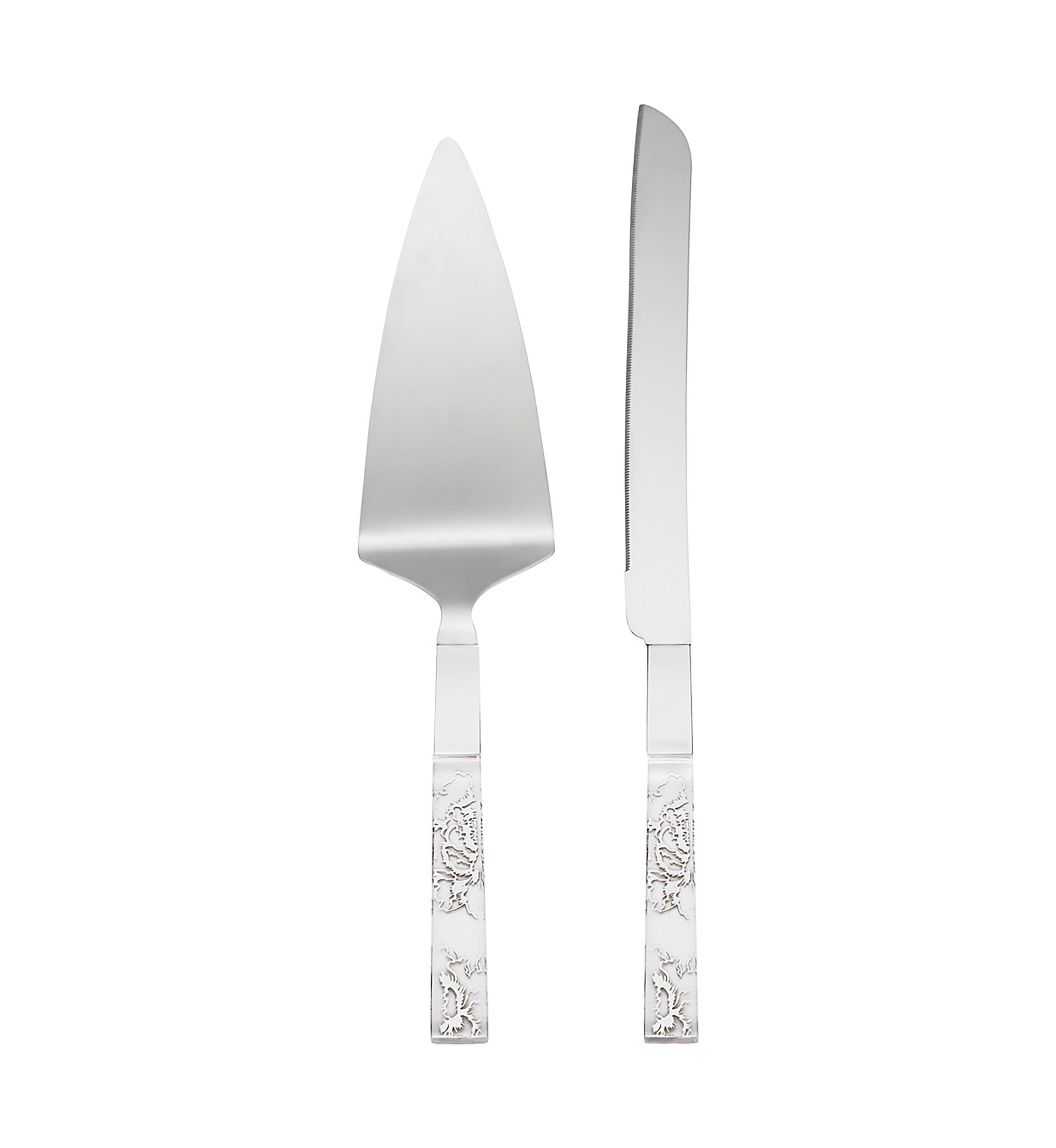 Silver Peony 2-Piece Dessert Set