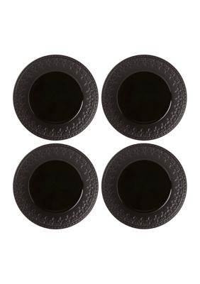 Chelse Muse Fleur Matte Black 4-Piece Accent Plate Set