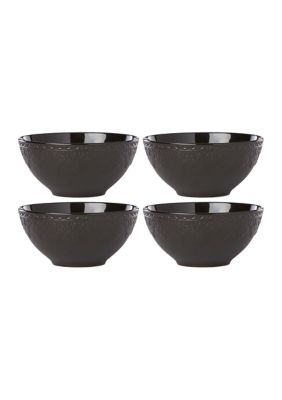 Lenox Chelse Muse Fleur Matte Black All Purpose Bowl, Set of 4