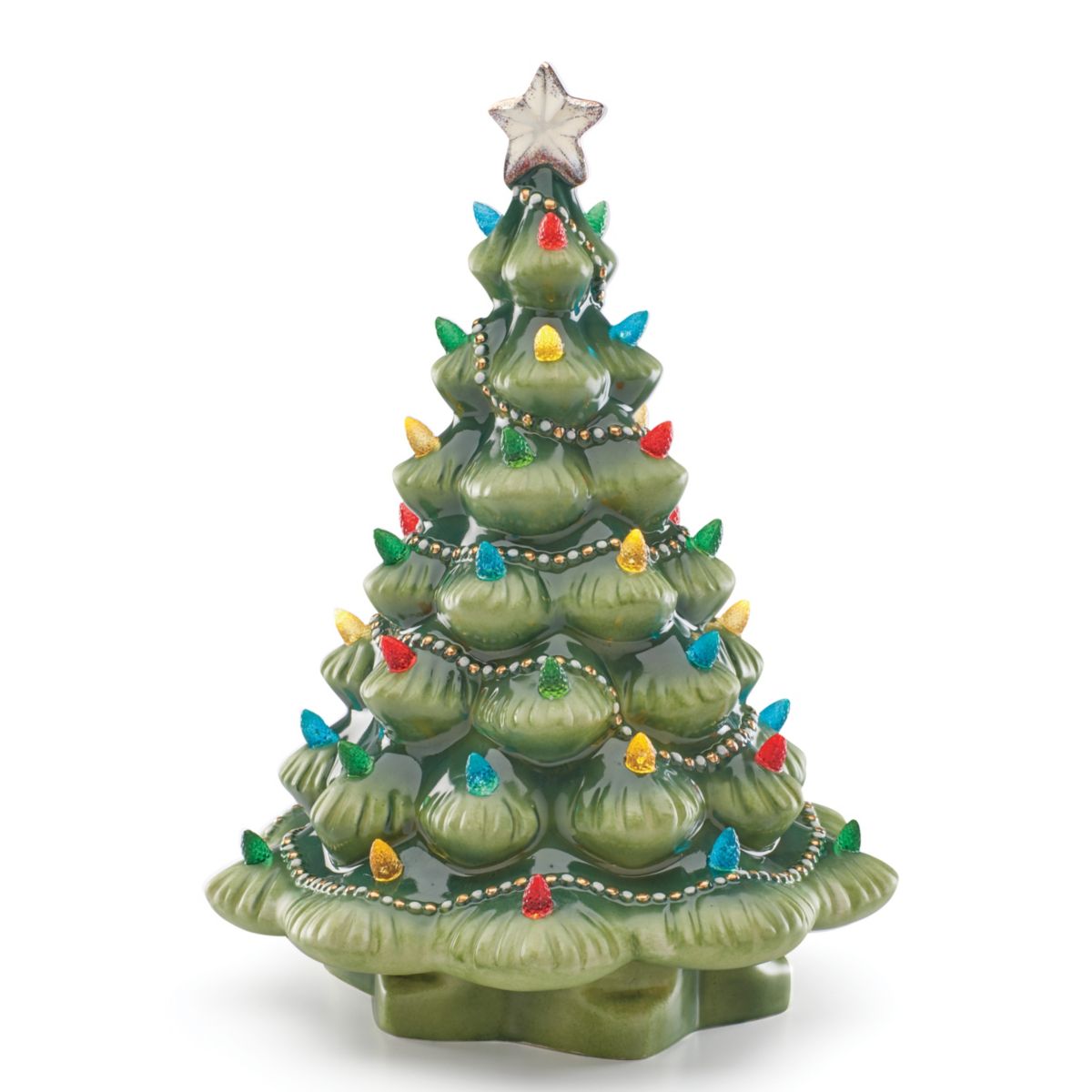 Treasured Traditions Green Light-Up Tree Figurine