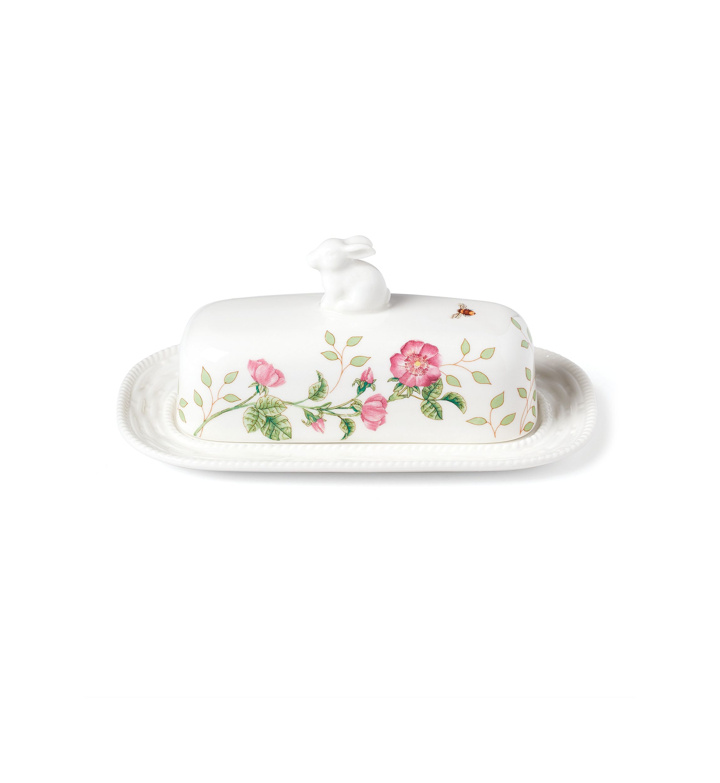 Butterfly Meadow Bunny Covered Butter Dish