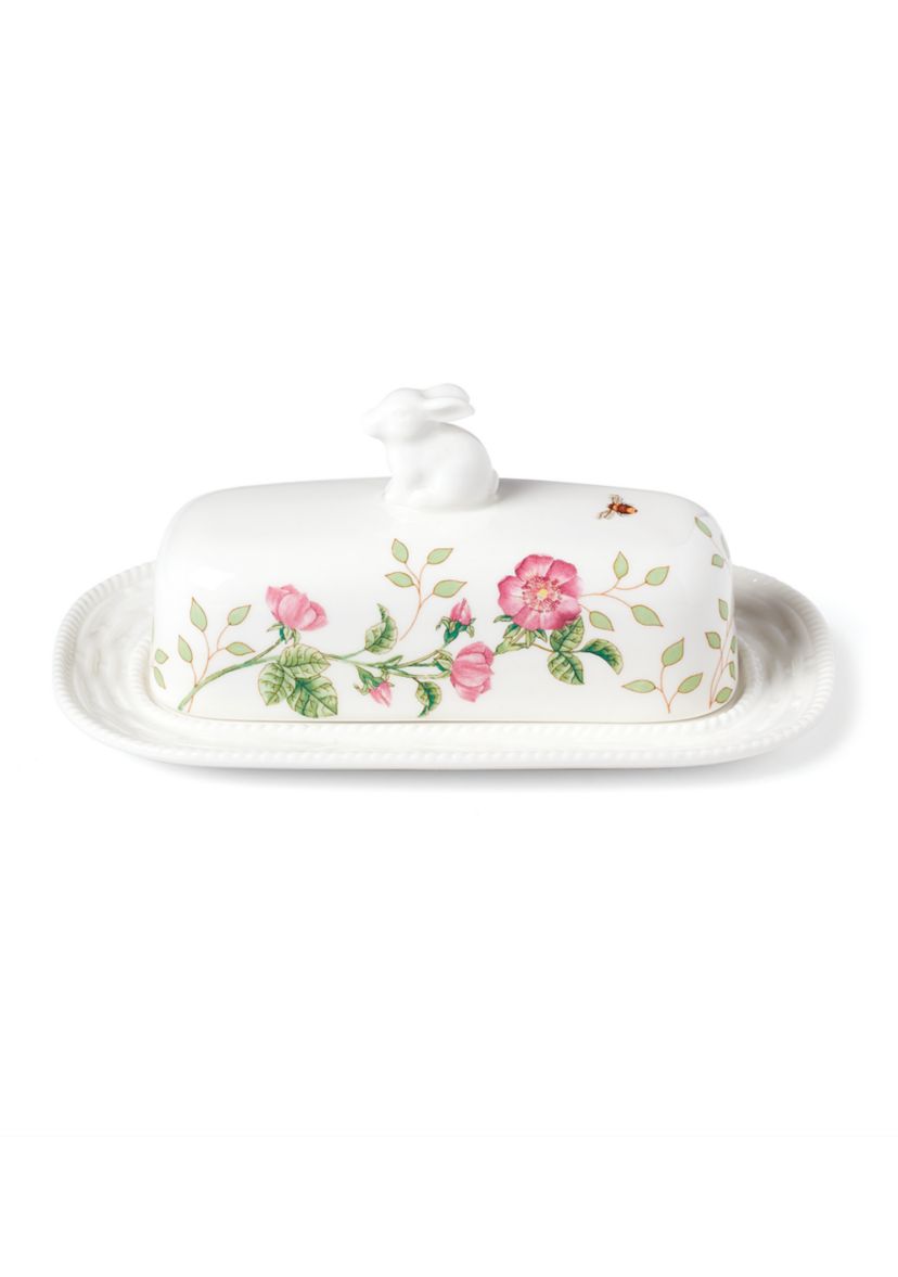 Butterfly Meadow Bunny Covered Butter Dish