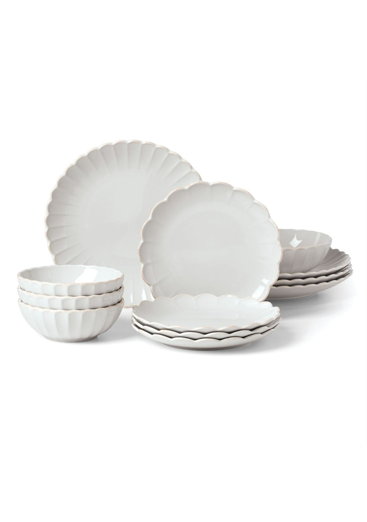 French Perle Scallop 12-Piece Dinnerware Set