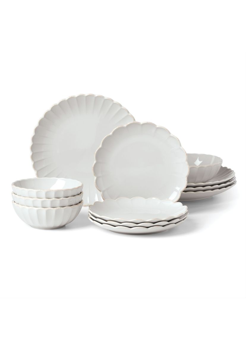 French Perle Scallop 12-Piece Dinnerware Set