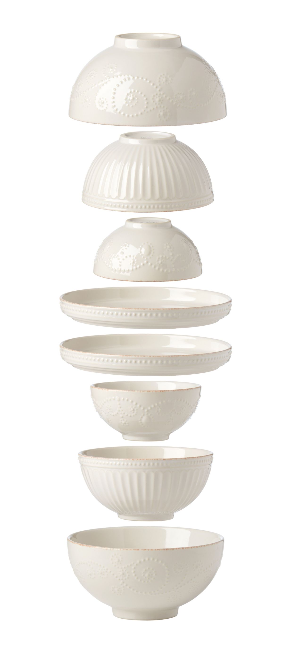 French Perle Luna 8-Piece Nesting Dinnerware Set