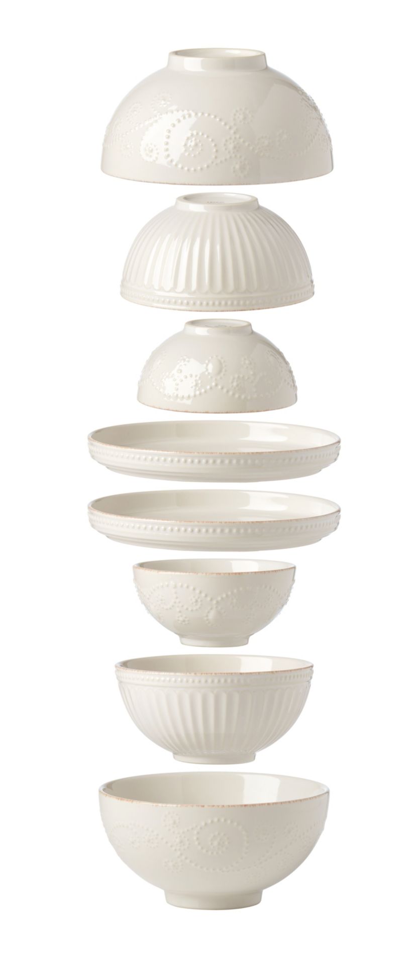 French Perle Luna 8-Piece Nesting Dinnerware Set
