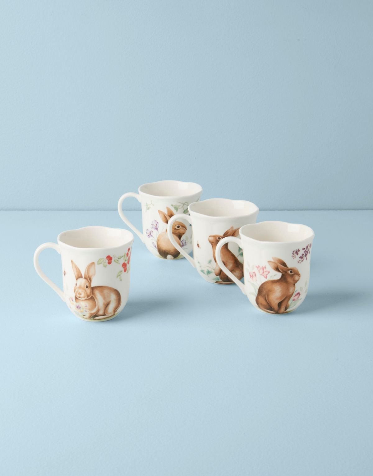 Butterfly Meadow Bunny 4-Piece Mugs