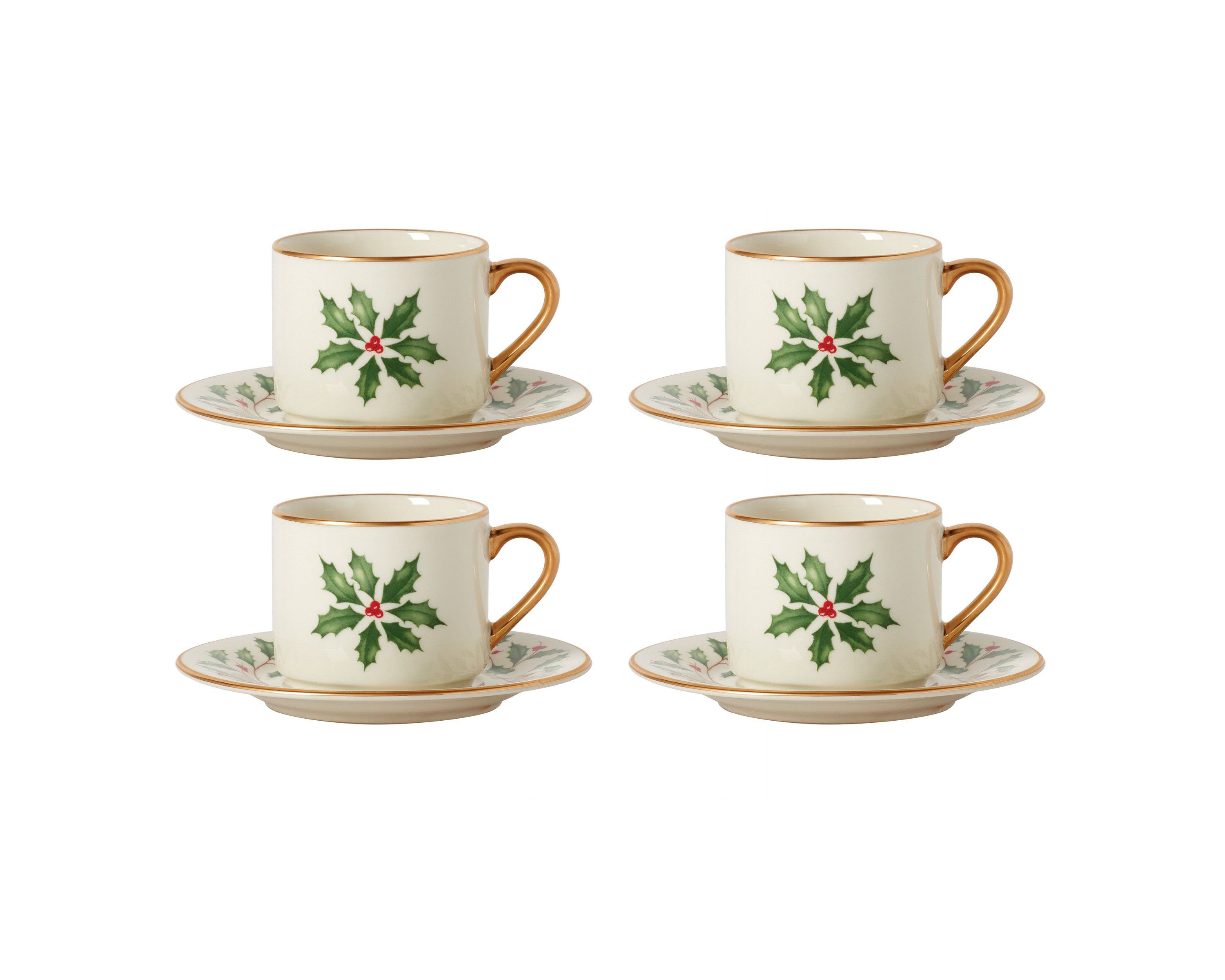 Holiday Espresso Cup & Saucer, Set of 4