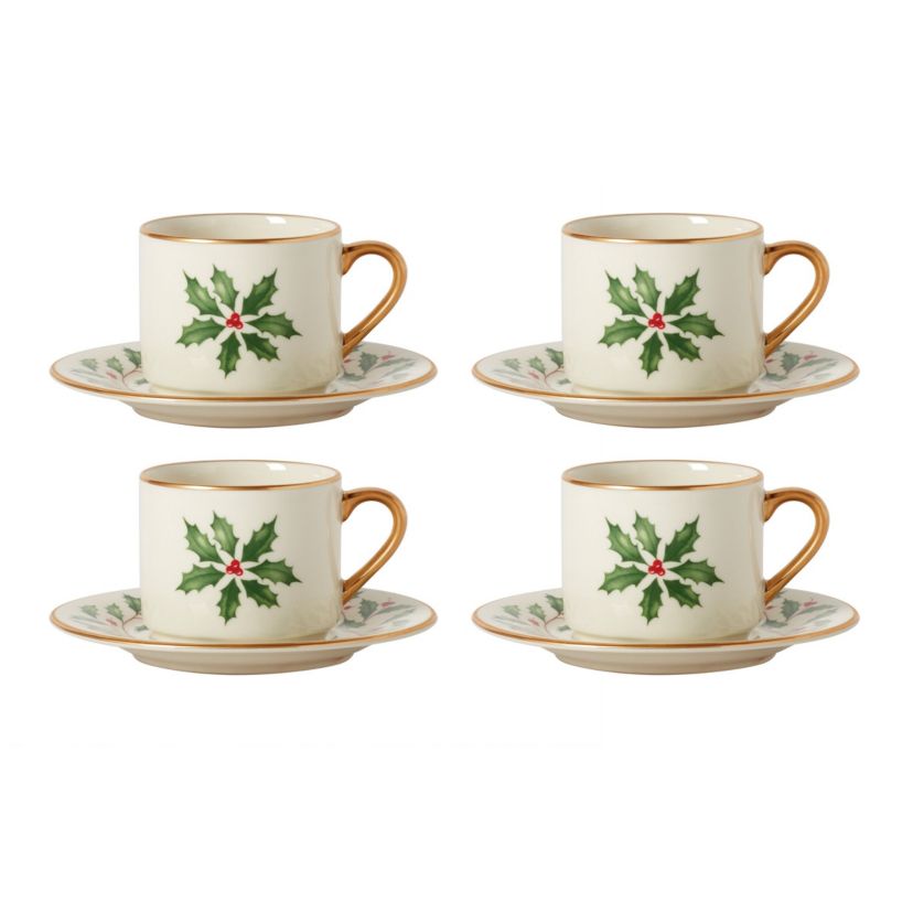 Holiday Espresso Cup & Saucer, Set of 4