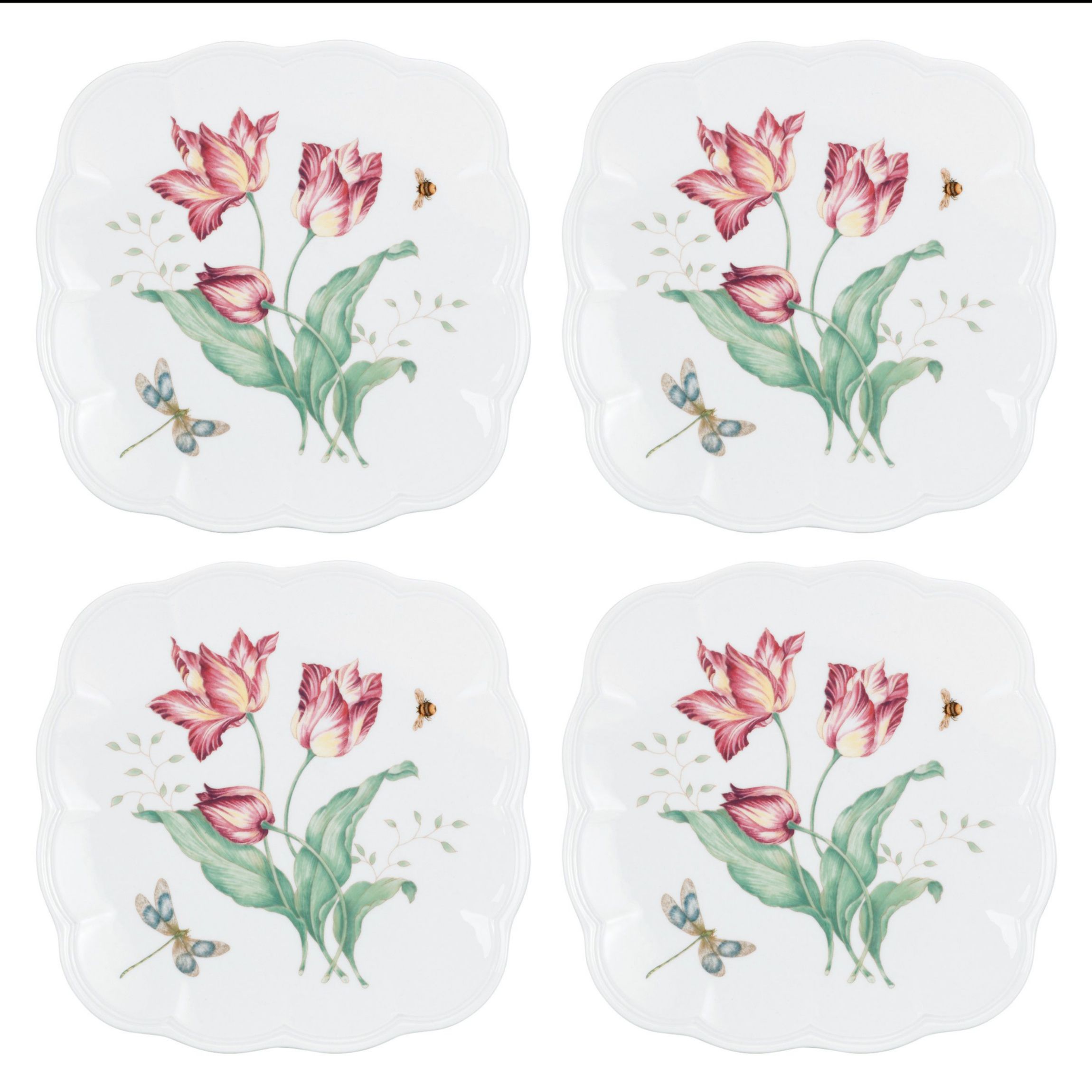 Butterfly Meadow Square 4-Piece Accent Plates