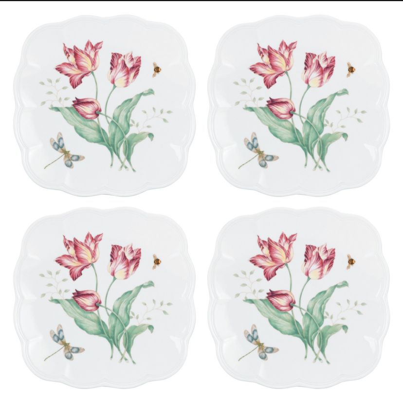 Butterfly Meadow Square 4-Piece Accent Plates