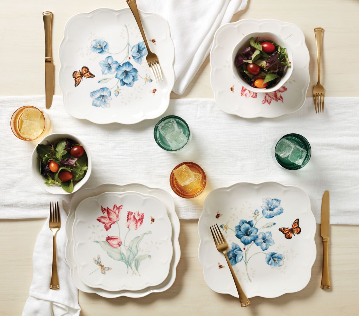 Butterfly Meadow Square 4-Piece Dinner Plates