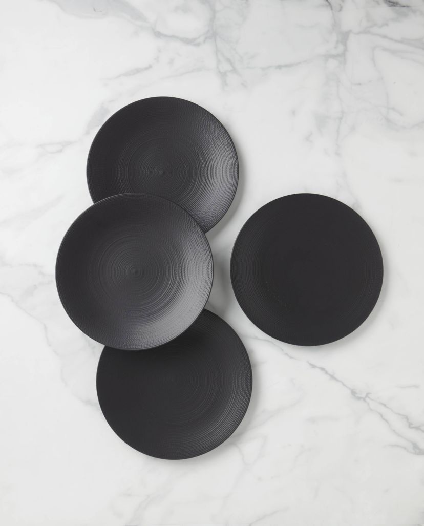 LX Collective Black Dinner Plates, Set of 4