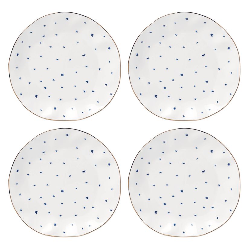 Blue Bay Dots 4-Piece Dinner Plate Set