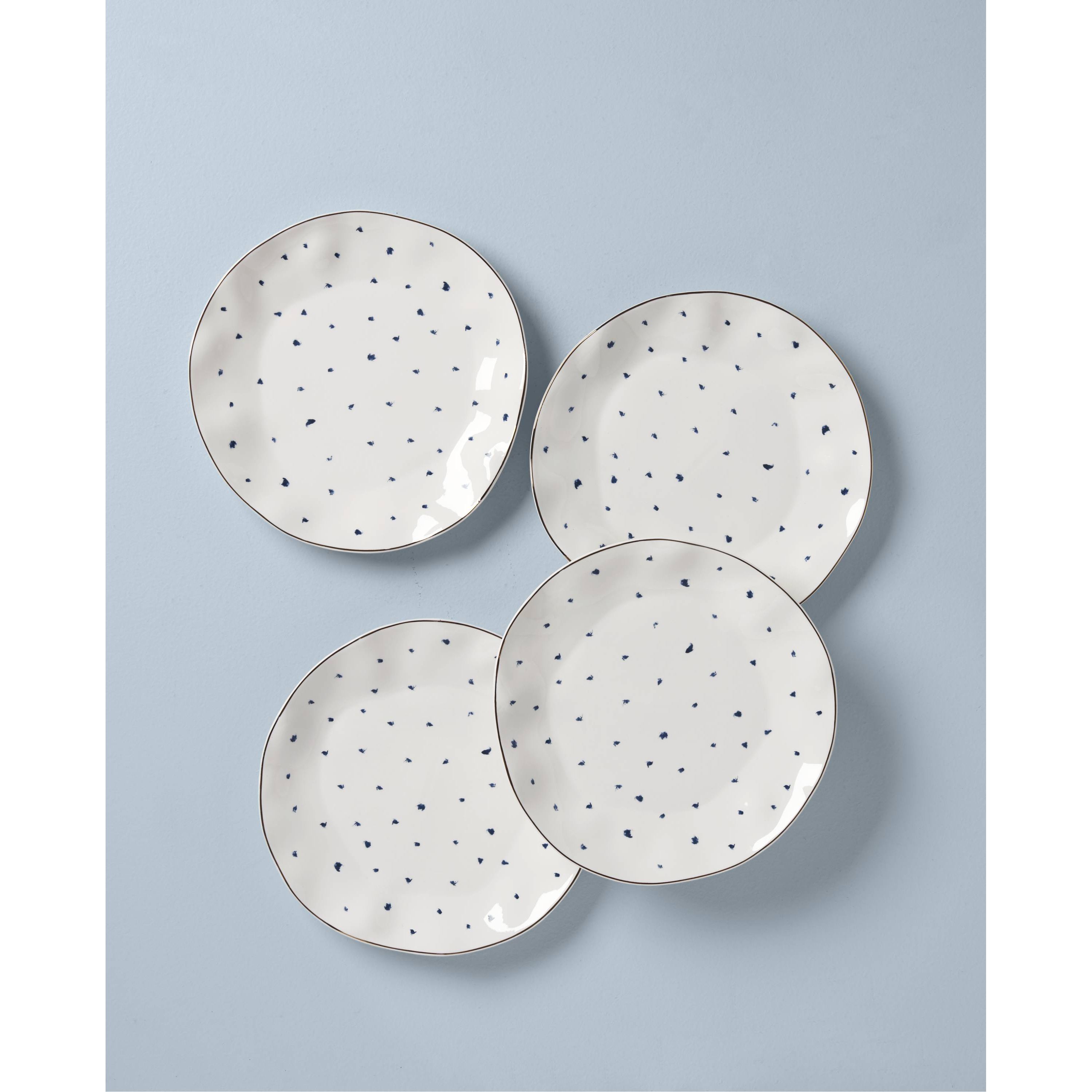 Blue Bay Dots 4-Piece Dinner Plate Set