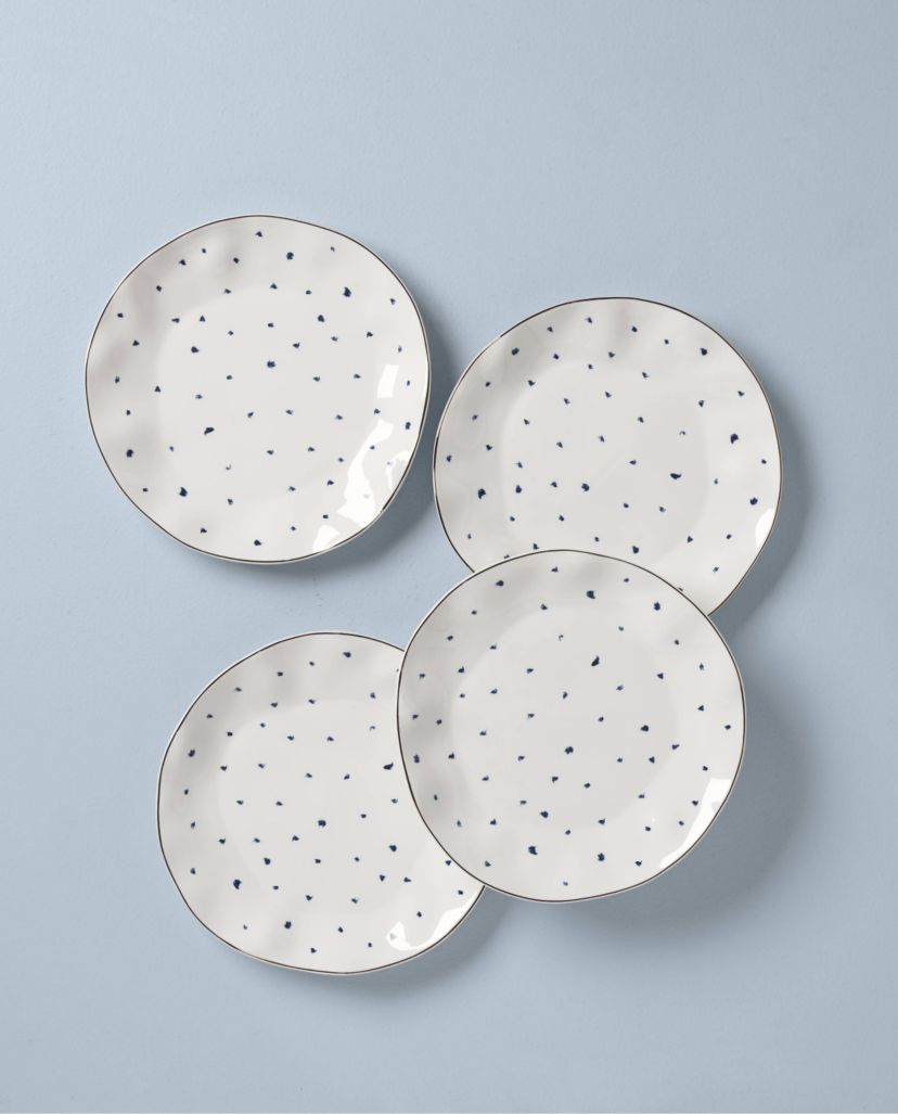 Blue Bay Dots 4-Piece Dinner Plate Set
