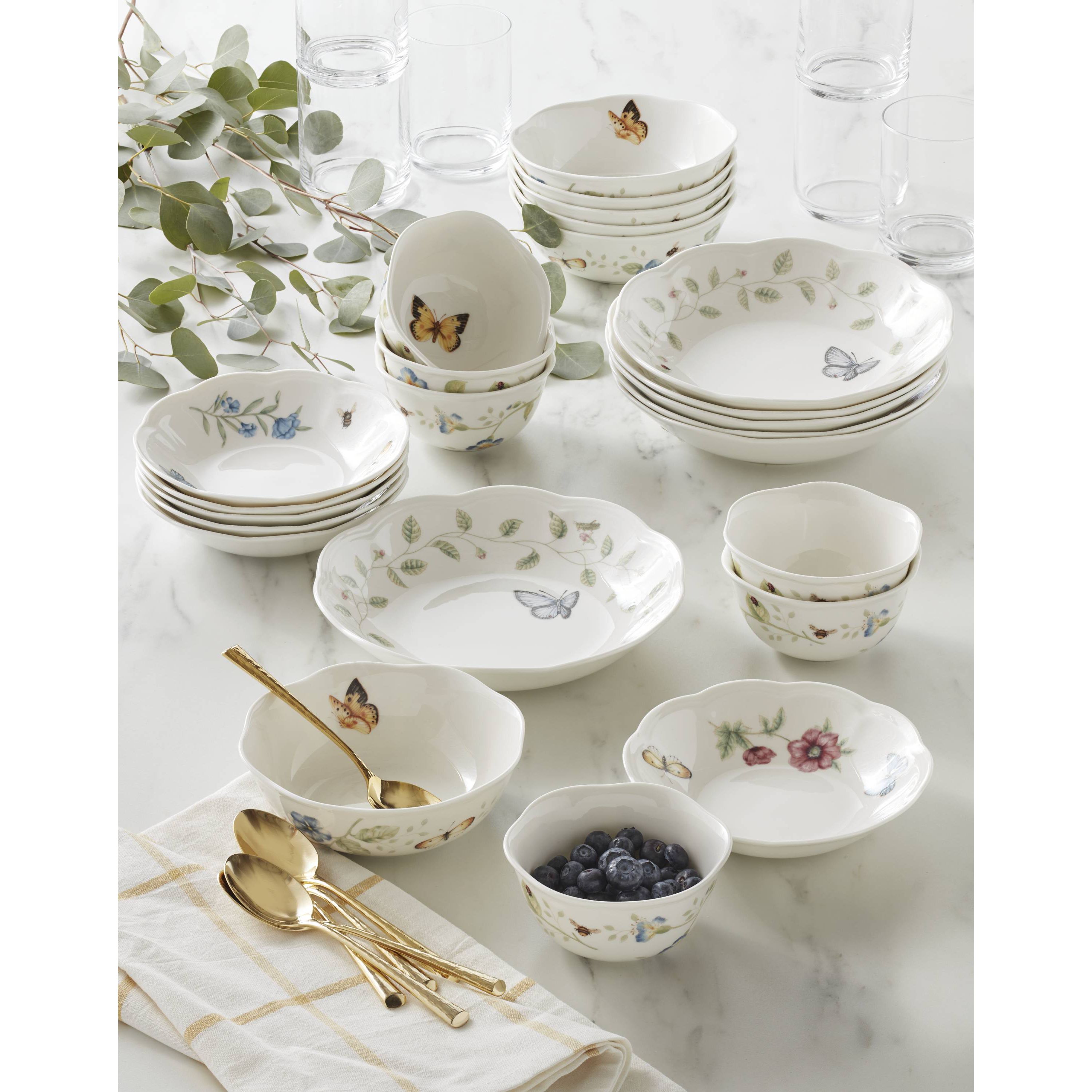 Butterfly Meadow 24-Piece Bowl Set