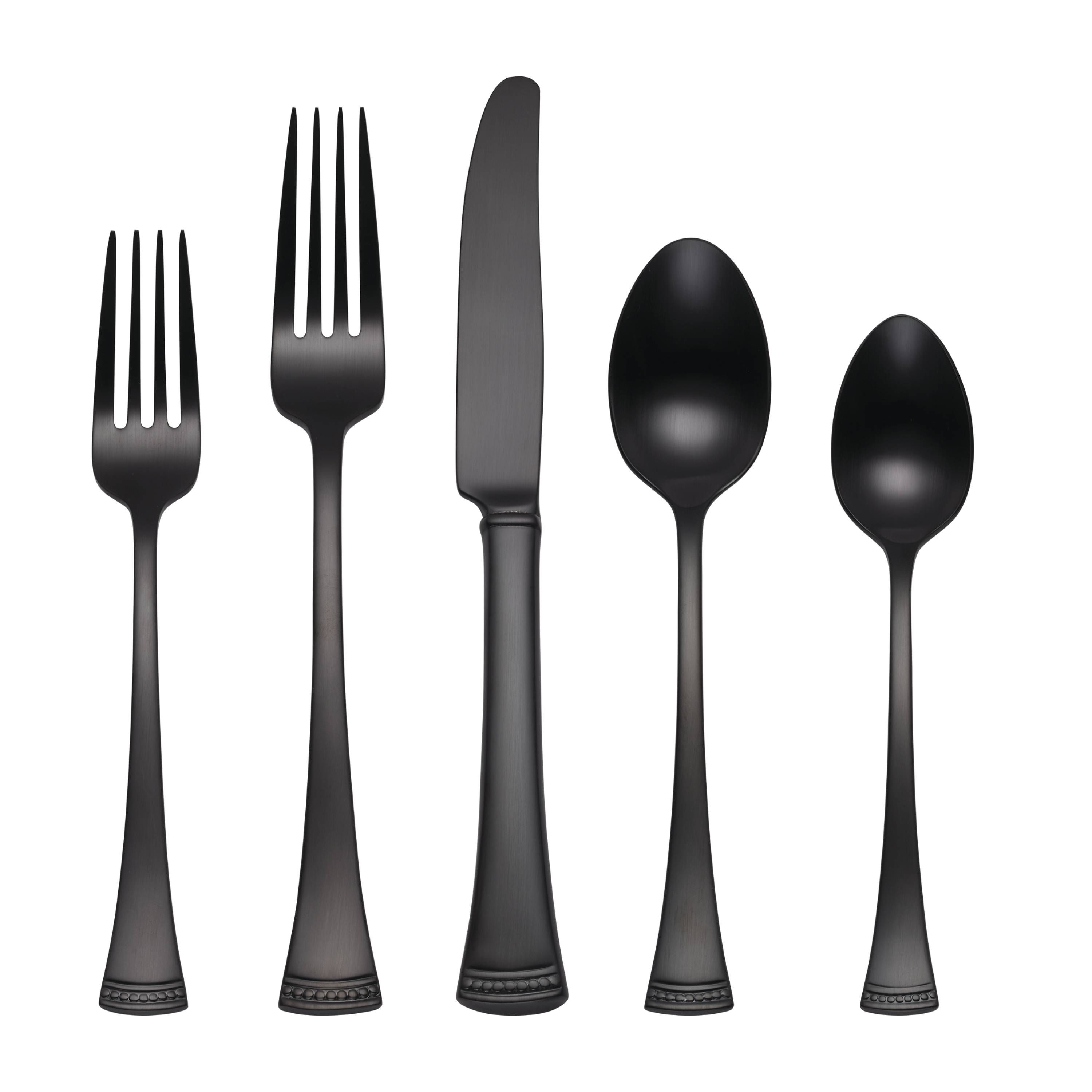 Portola Satin Black 20-Piece Flatware Set