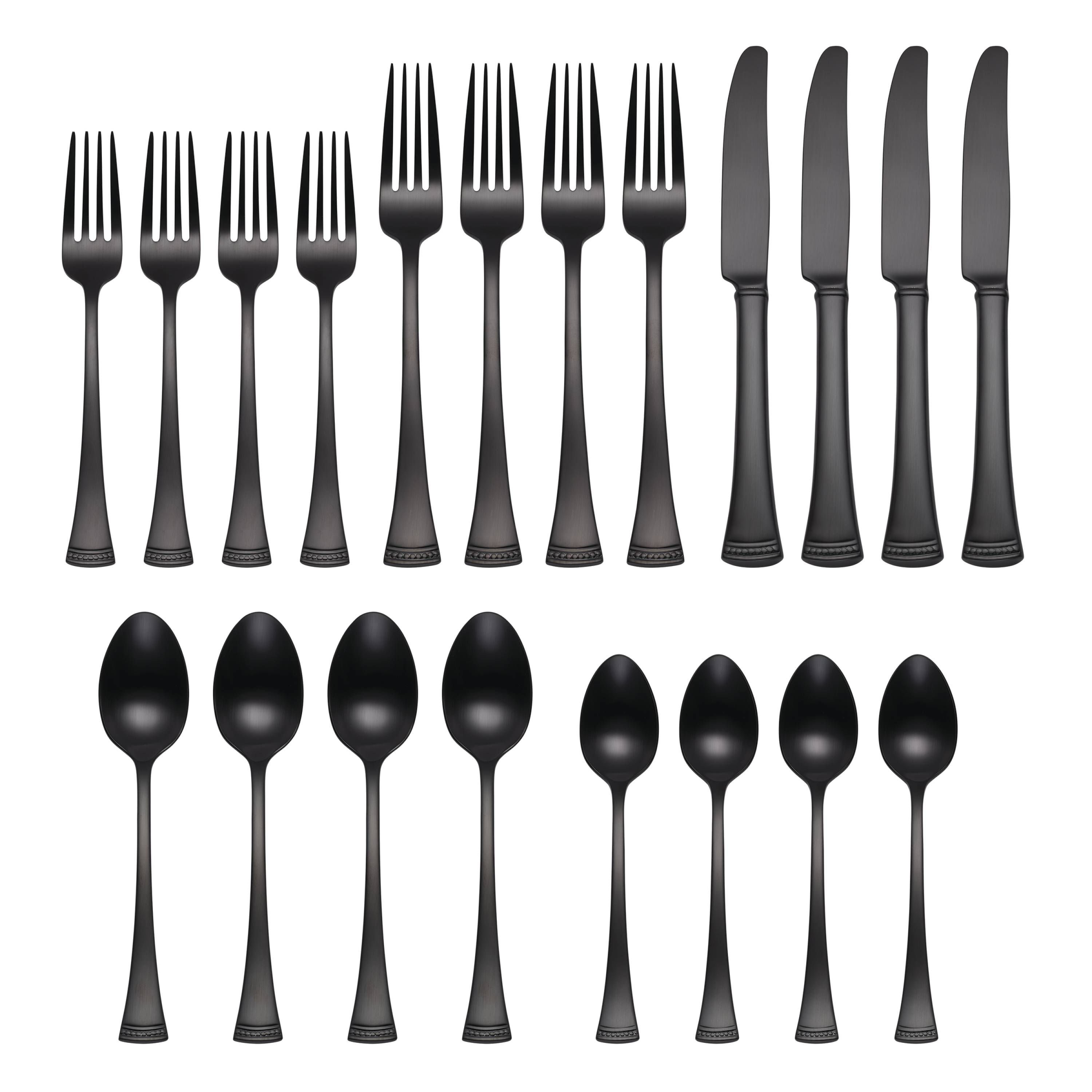 Portola Satin Black 20-Piece Flatware Set
