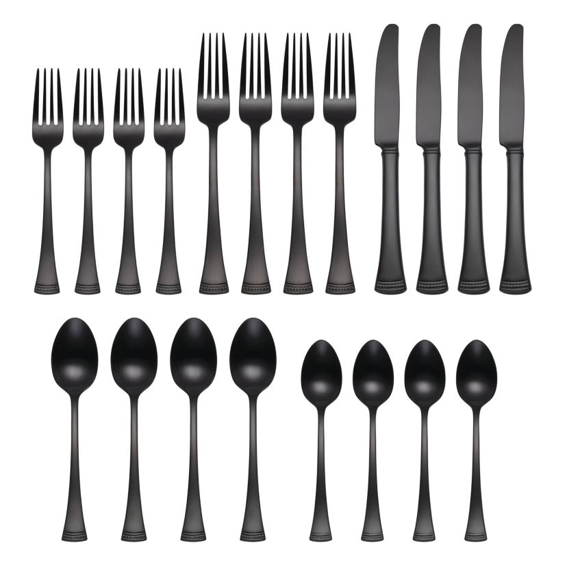 Portola Satin Black 20-Piece Flatware Set