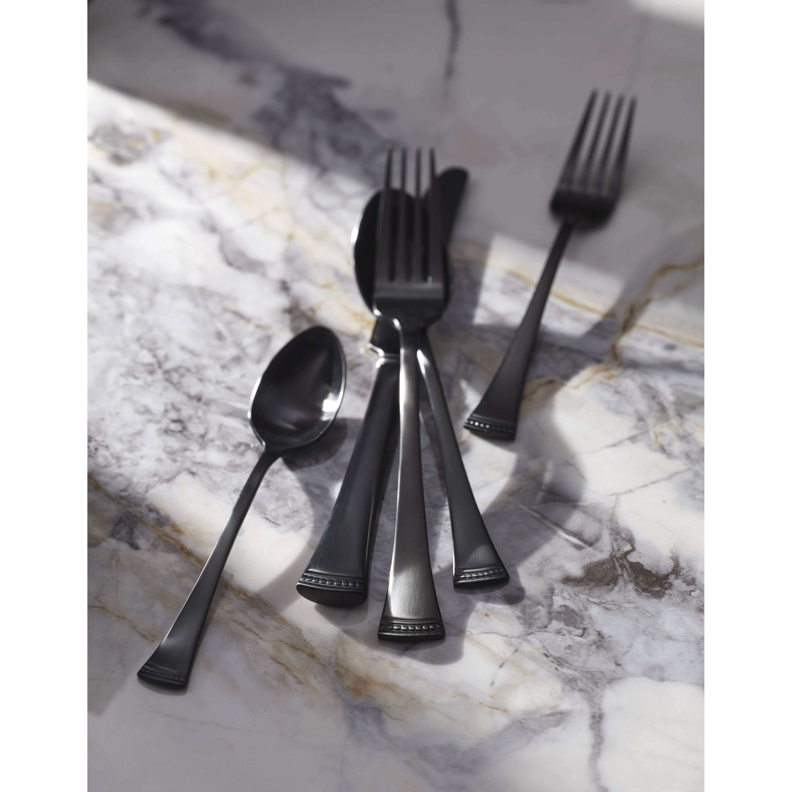 Portola Satin Black 20-Piece Flatware Set