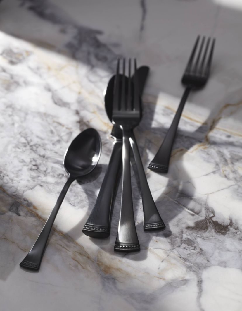Portola Satin Black 20-Piece Flatware Set