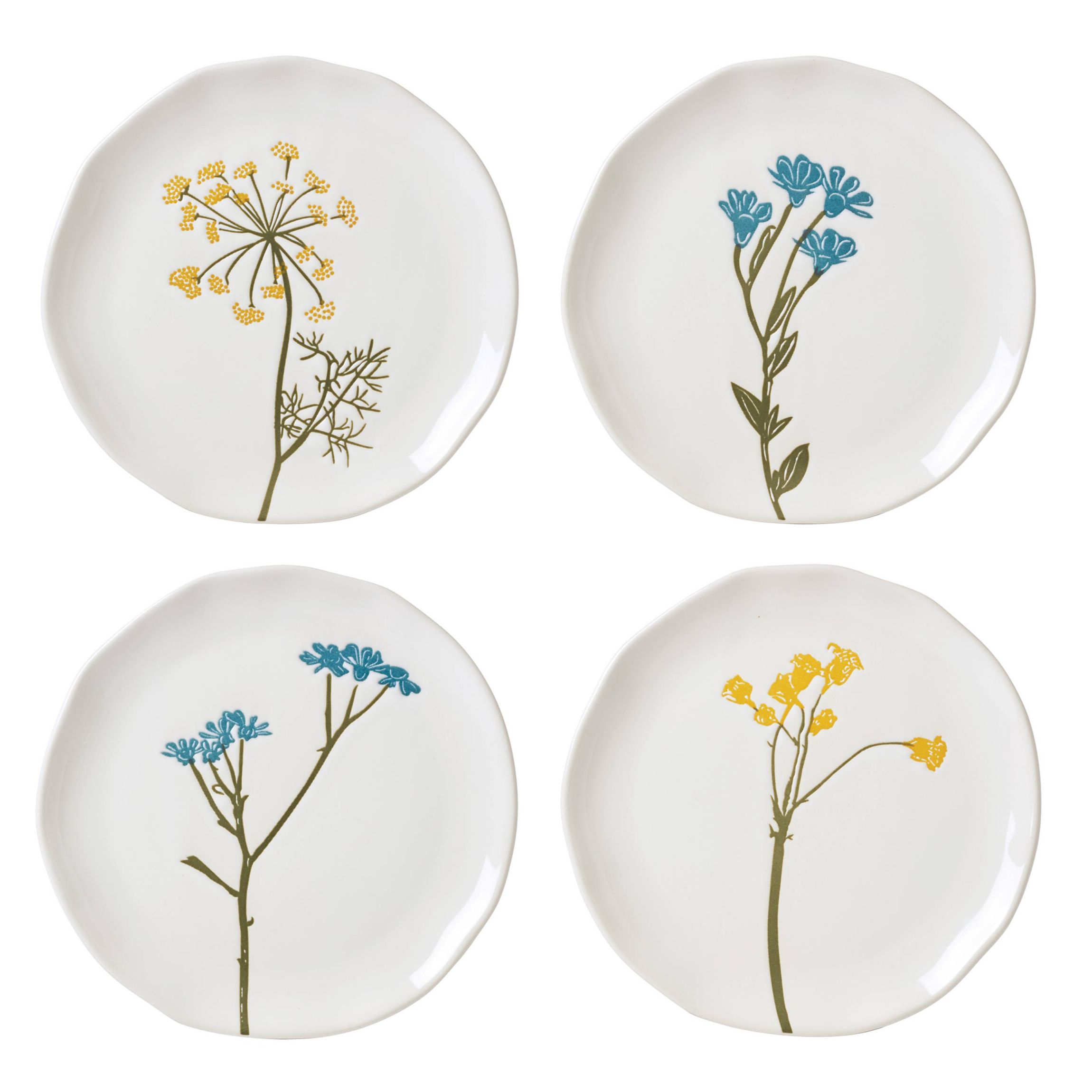 Wildflowers Tidbit Plates, Set of 4