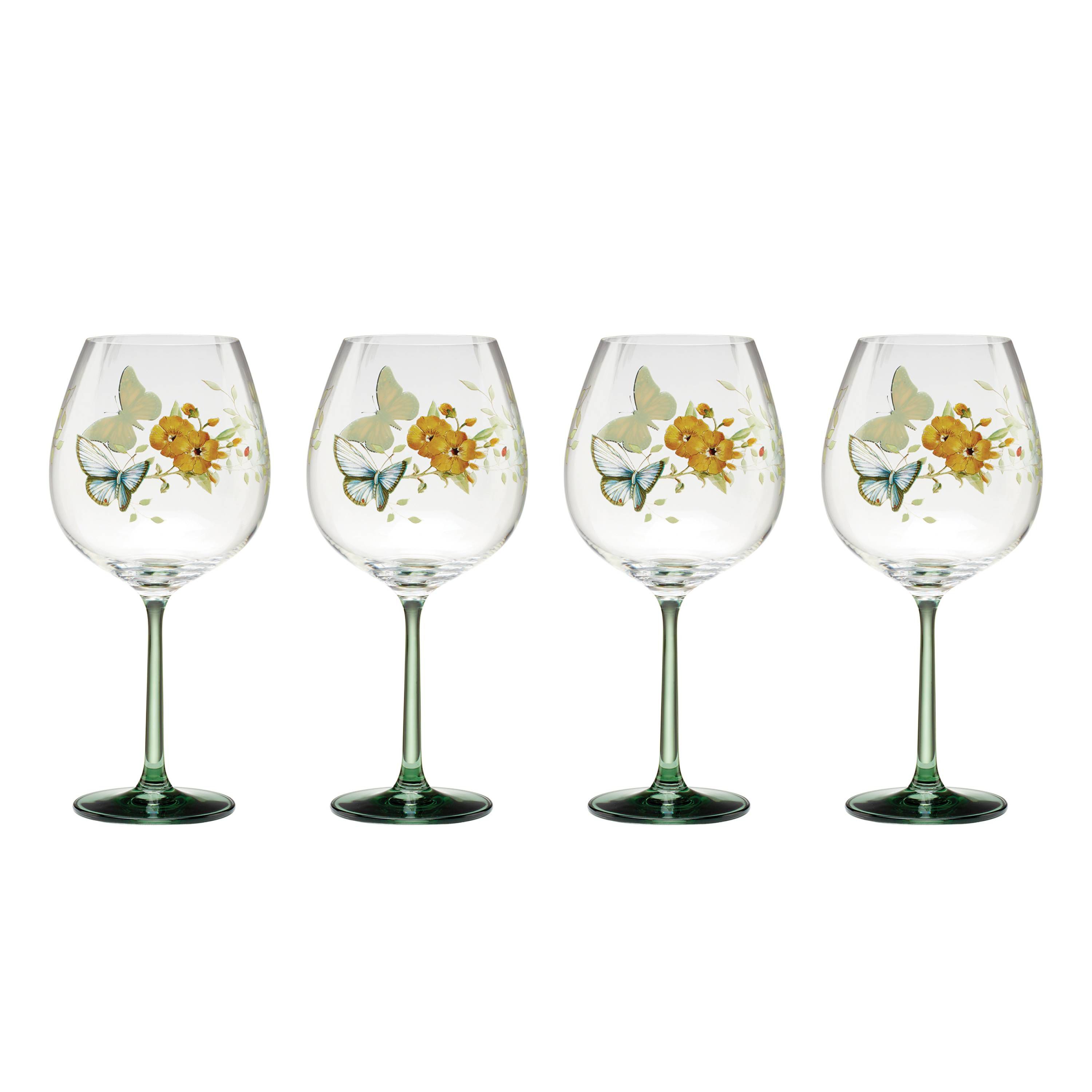 Butterfly Meadow Balloon Wine Glasses, Set of 4