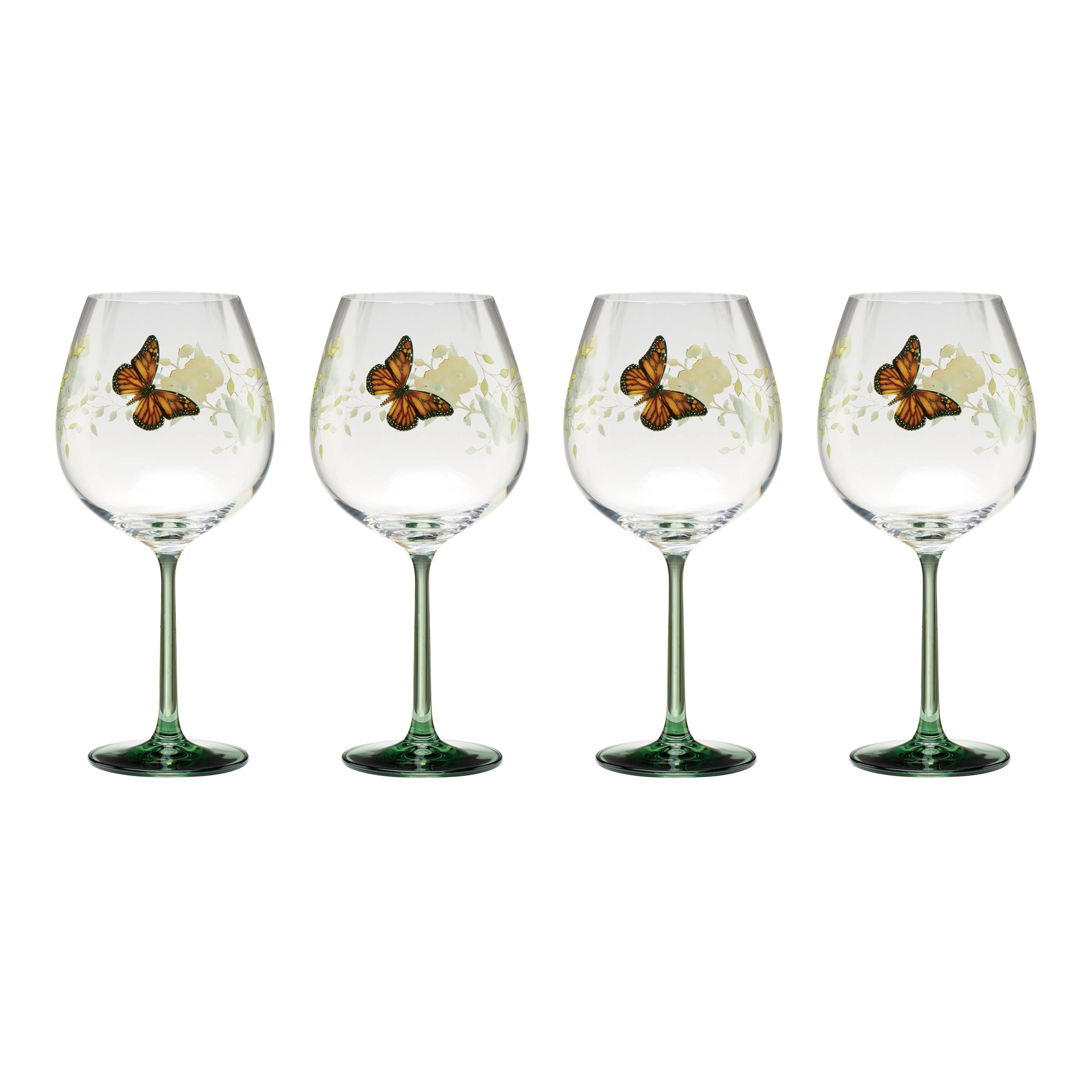 Butterfly Meadow Balloon Wine Glasses, Set of 4