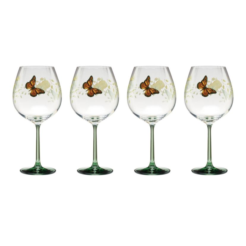 Butterfly Meadow Balloon Wine Glasses, Set of 4