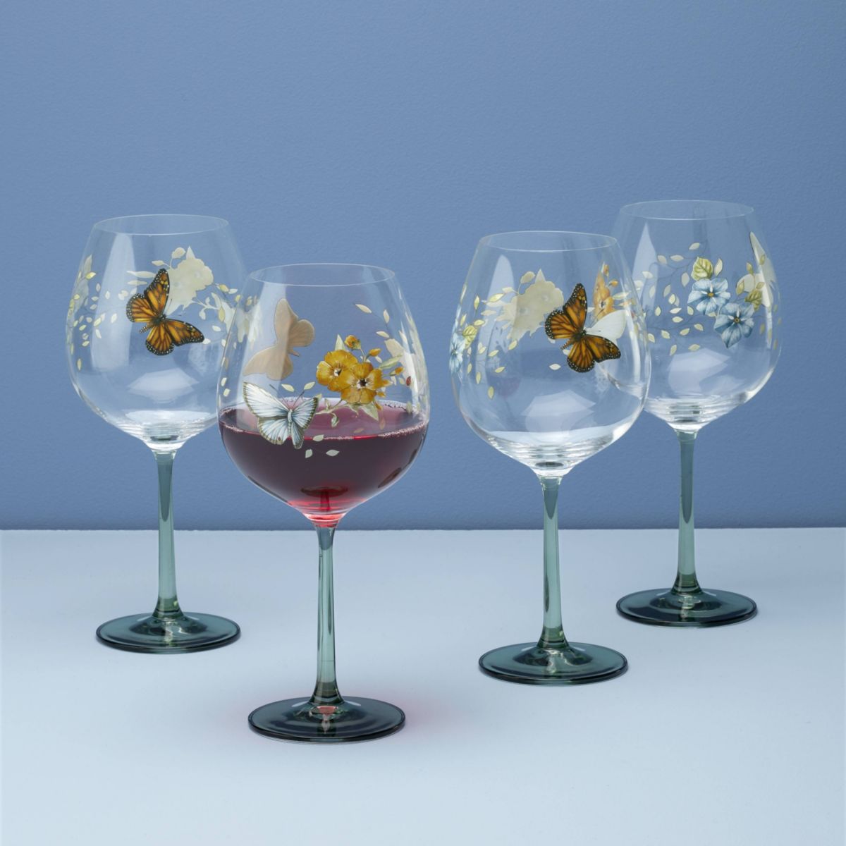 Butterfly Meadow Balloon Wine Glasses, Set of 4