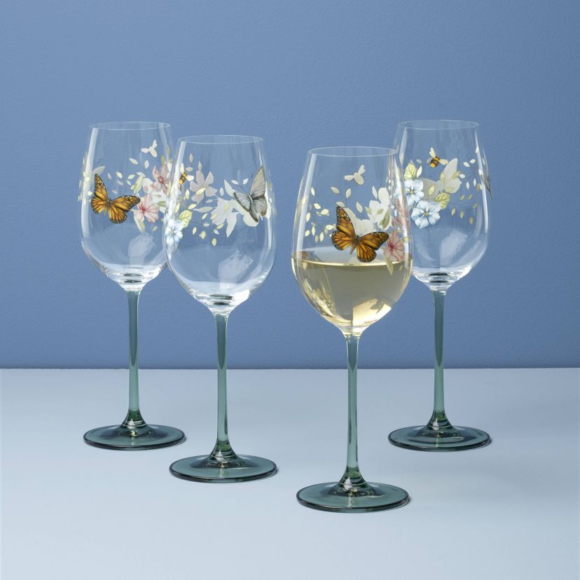 Butterfly Meadow Wine Glasses, Set of 4