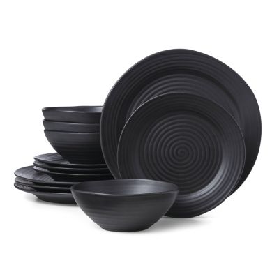 Lenox Ridge Black 12 Piece Dinnerware Set