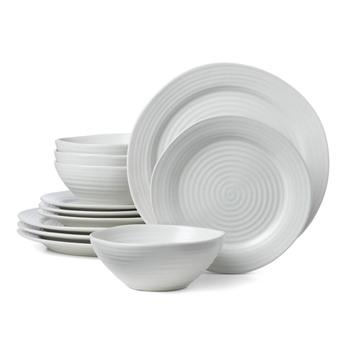Ridge White 12 Piece Dinnerware Set
