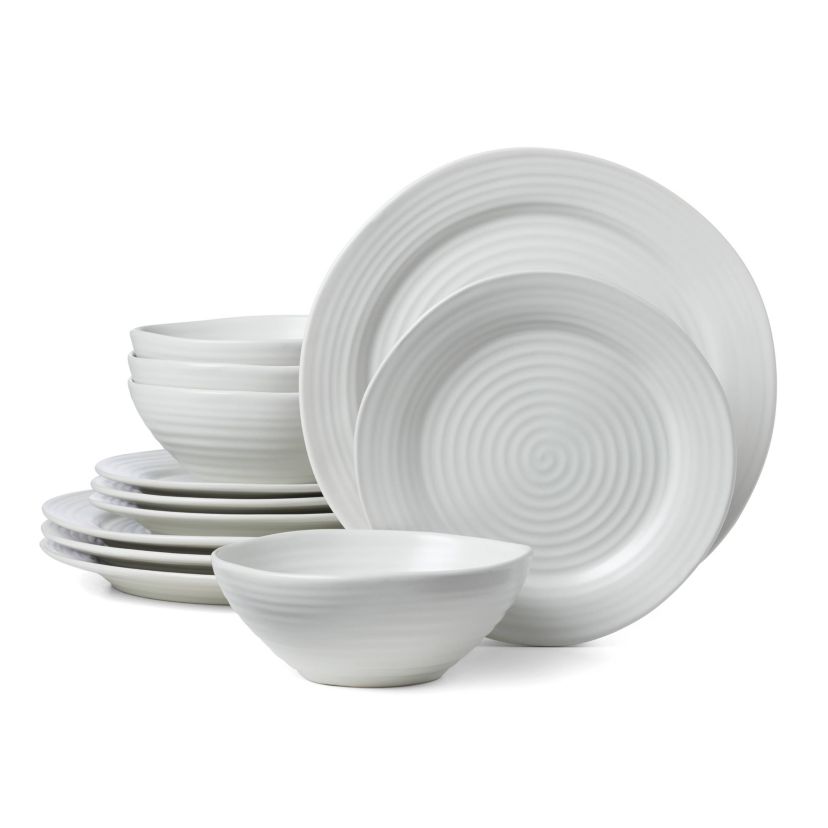 Ridge White 12 Piece Dinnerware Set