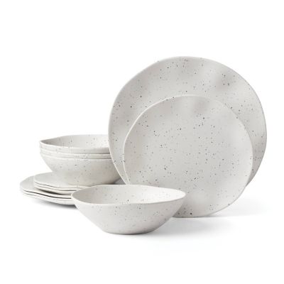 Lenox Terrazzo Melamine Cream 12 Piece Dinnerware Set, White